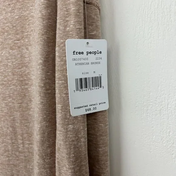 Free People Tunic Top Womens Medium Tan Oversized Fit Dress Stretch Ladies - Picture 2 of 12